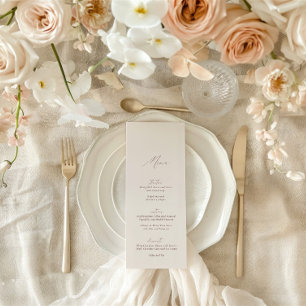 Invitación Elegante menú Boda moderno de caligrafía marfil