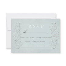 Elegante menú de Boda azul ligera RSVP