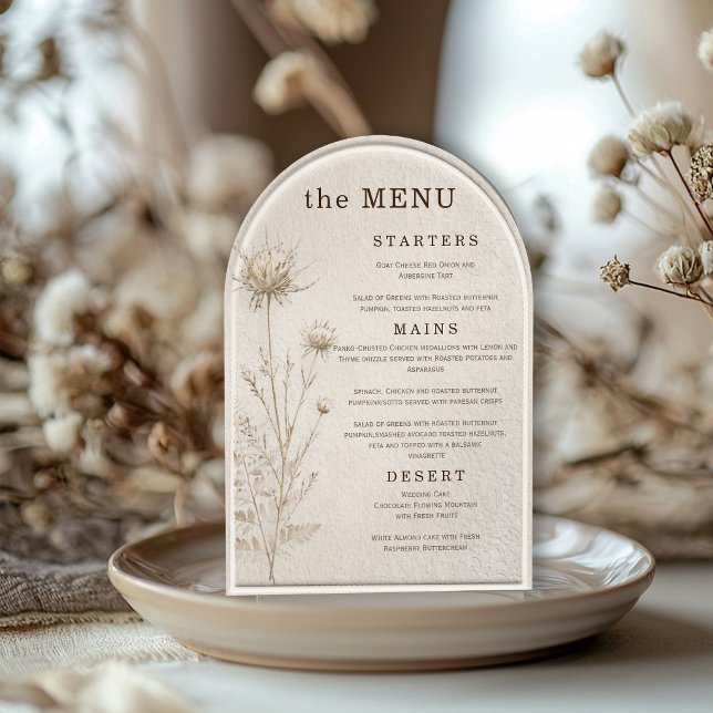 Invitación Elegante Menú de Boda con Arco de Pampas Marfil Ne (Subido por el creador)
