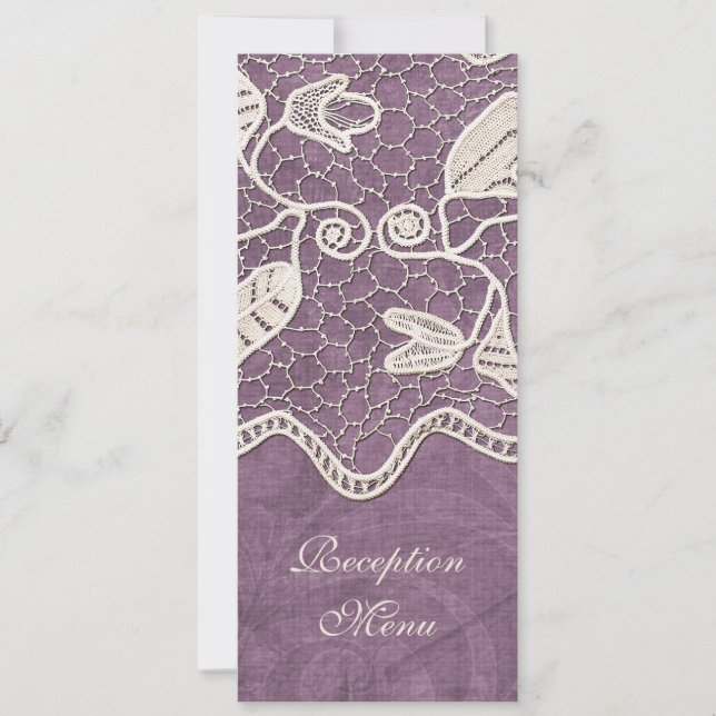 Invitación Elegante menú de Boda de fondo violeta (Anverso)