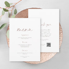 Invitación Elegante Menú de Boda Minimalista a Doble Cara