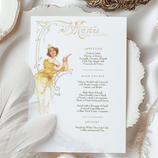 Invitación Elegante menú de cena Boda Art Nouveau Mucha (Subido por el creador)
