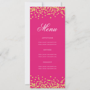 Invitación Elegante menú de cumpleaños 60 Confetti dorado ros