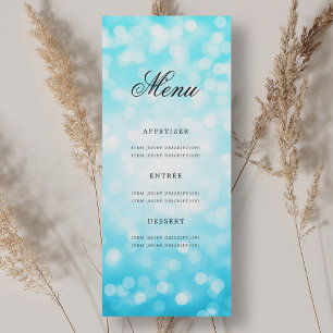 Invitación Elegante menú de cumpleaños 70 Turquoise Bokeh