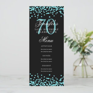 Invitación Elegante menú de cumpleaños 70 Verde azulado Confe