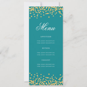 Invitación Elegante menú de cumpleaños 80 Confetti turquesa d