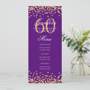 Invitación Elegante menú de cumpleaños número 60 Confetti mor