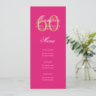 Invitación Elegante menú de Fiesta de Cumpleaños 60 Dorado Ro