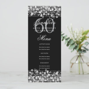 Invitación Elegante menú de Fiesta de Cumpleaños 60 Luces Pla