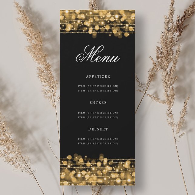 Invitación Elegante menú de Fiesta de Cumpleaños 70 Gold (Elegant 70th Birthday Party Menu Gold Invitation)