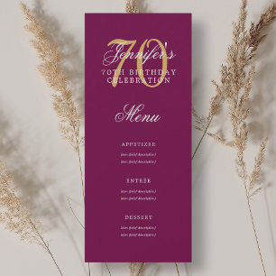 Invitación Elegante menú de Fiesta de Cumpleaños 70 Gold Mage