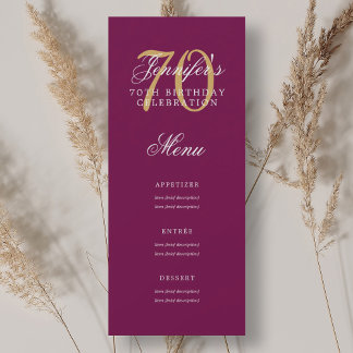 Invitación Elegante menú de Fiesta de Cumpleaños 70 Gold Mage
