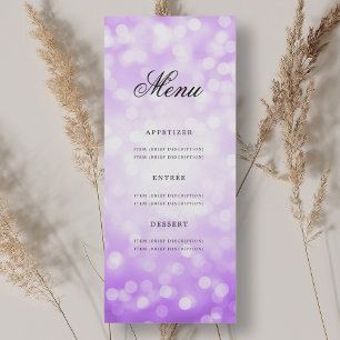 Invitación Elegante menú de fiesta de cumpleaños 70 Purple Bo