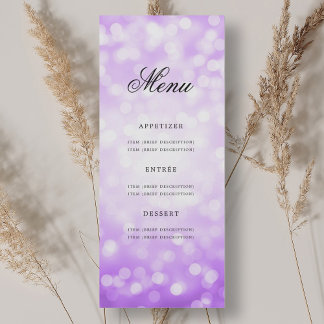 Invitación Elegante menú de fiesta de cumpleaños 70 Purple Bo