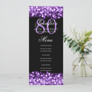 Invitación Elegante menú de fiesta de cumpleaños 80 Luces mor