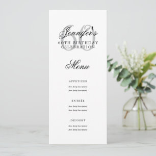 Invitación Elegante menú de fiesta de cumpleaños número 60 Pl