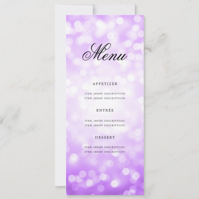 Invitación Elegante menú de fiesta de cumpleaños número 60 Pu (Reverso)