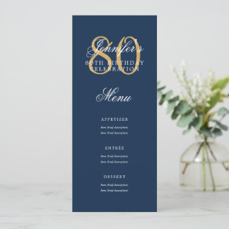 Invitación Elegante menú de la Fiesta de Cumpleaños 80 Marina
