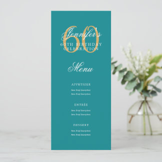Invitación Elegante menú de la fiesta de cumpleaños número 60