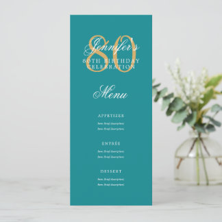 Invitación Elegante menú de la fiesta de cumpleaños número 80
