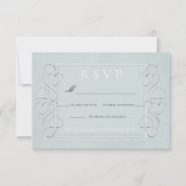 Invitación Elegante menú de opciones de RSVP para boda en azu