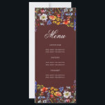 Invitación Elegante menú floral 70th Birthday Party Menú Borg<br><div class="desc">Elegante diseño de "Menú de Fiesta de Cumpleaños" con flores silvestres acuáticas y texto personalizado.</div>