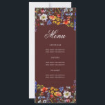 Invitación Elegante menú floral 70th Birthday Party Menú Borg<br><div class="desc">Elegante diseño de "Menú de Fiesta de Cumpleaños" con flores silvestres acuáticas y texto personalizado.</div>