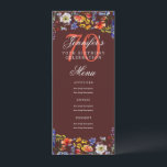 Invitación Elegante menú floral 70th Birthday Party Menú Borg<br><div class="desc">Elegante diseño de "Menú de Fiesta de Cumpleaños" con acuarelas y texto personalizado.</div>