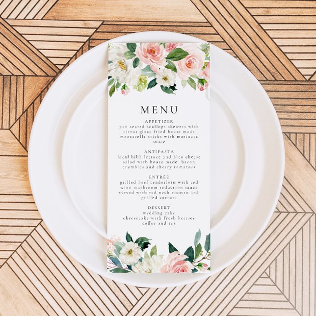 Invitación Elegante menú Rubor de cena con vegetación floral  (Subido por el creador)