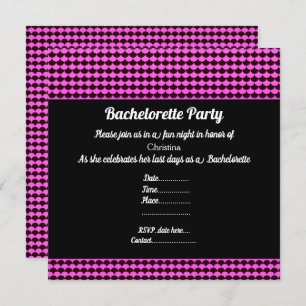 INVITACIÓN ELEGANTE MERMAID SCAL PINK FIESTA NEGRO BACHELORET