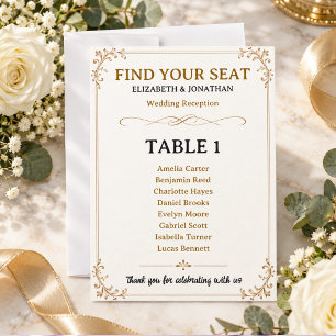 Invitación Elegante mesa de asientos con filigrana vintage de