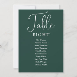Invitación Elegante mesa de número de tabla de asientos verde