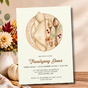 Invitación Elegante mesa de otoño para cena de Friendsgiving