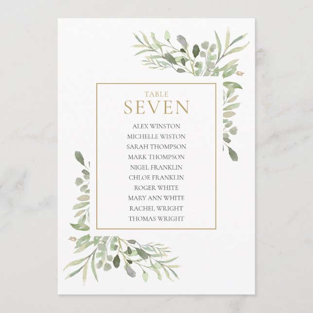 Invitación Elegante mesa de vegetación Número 7 Gráfico de as (Anverso)