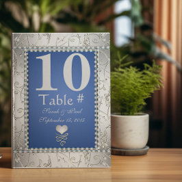 Invitación Elegante Mesa Real Azul y Plata No.