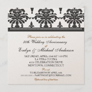 Invitación Elegante metálico dorado Fiesta del 50º Aniversari