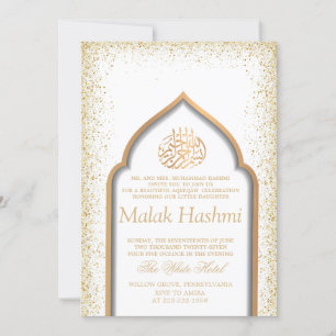 Invitación Elegante mezquita niña bebé Aqiqa Aqeqa
