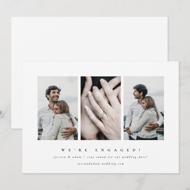 Invitación Elegante Minimal 3 de Compromiso de Fot (Anverso / Reverso)