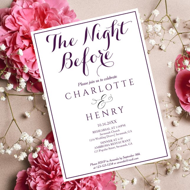 Invitación Elegante Minimal La Noche Antes Del Púrpura (Subido por el creador)