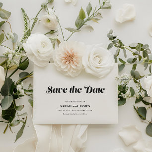 Invitación Elegante Minimal negrita Boda blanca Guardar la fe