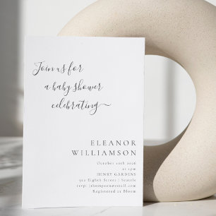 Invitación Elegante Minimal Negro Blanco Escritura Baby Showe