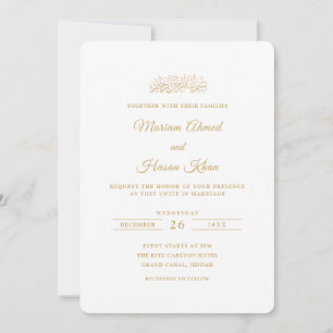 Invitación Elegante Minimal Oro Estilo de Escritura Musulmán