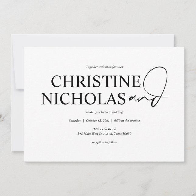 Invitación Elegante minimalismo Boda cena y baile (Anverso)