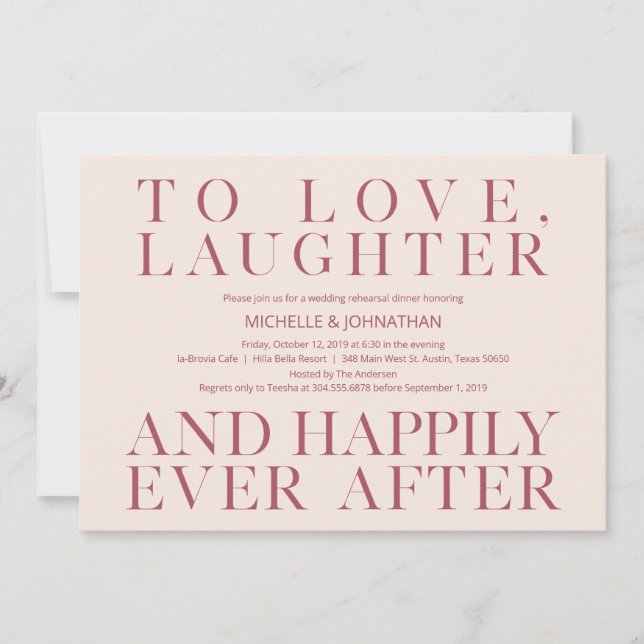 Invitación Elegante minimalismo Boda ensayar cena (Anverso)