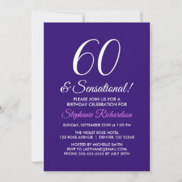 Invitación Elegante Minimalista 60 y Fiesta Sensacional Púrpu
