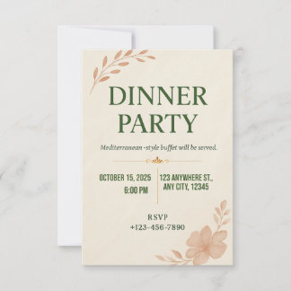 Invitación elegante minimalista a cena