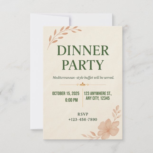Invitación elegante minimalista a cena (Anverso)