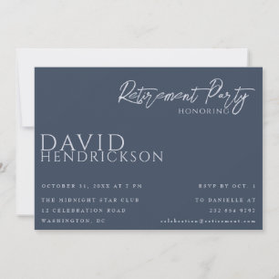 Invitación elegante minimalista azul para fiesta d