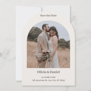 Invitación Elegante Minimalista Beige Marrón para 