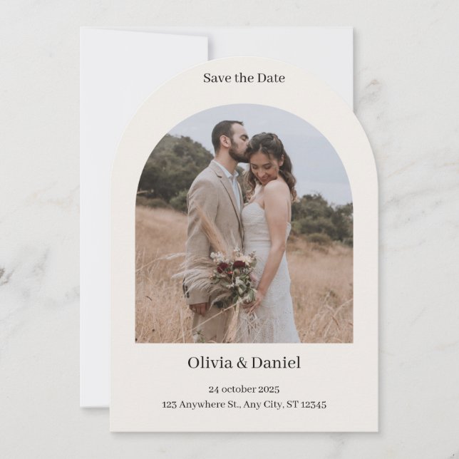 Invitación Elegante Minimalista Beige Marrón para  (Anverso)